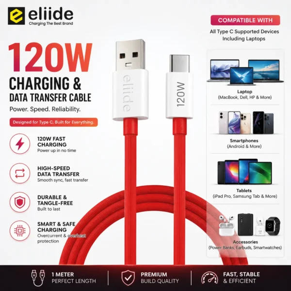 eliide-120w-usb-to-type-c-fast-charging-cable-mobigo-in Eliide 120W USB to Type-C Fast Charging Cable