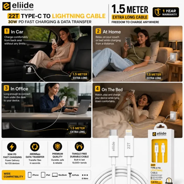 eliide-22t-type-c-to-lightning-1.5-meter-cable-for-ios-devices-3 Eliide 22T 30W Type-C to Lightning Cable 1.5M Long