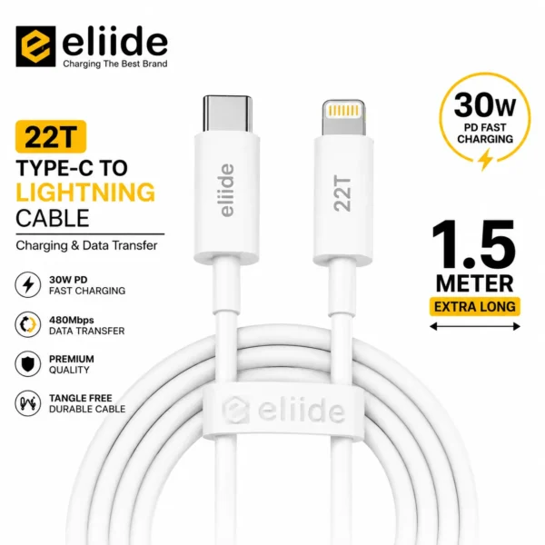 eliide-22t-type-c-to-lightning-1.5-meter-cable-for-ios-devices-4 Eliide 22T 30W Type-C to Lightning Cable 1.5M Long